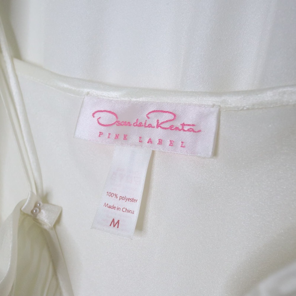 Oscar de la Renta Ivory Satin Wrap Robe - Picture 12 of 13